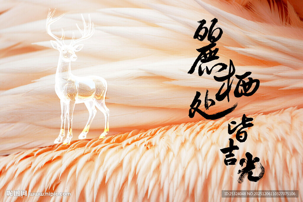 鹿羽毛挂画装饰画