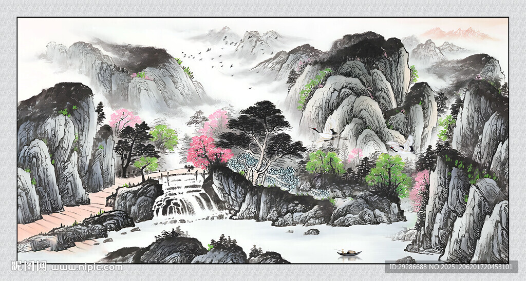 旭日东升国画山水