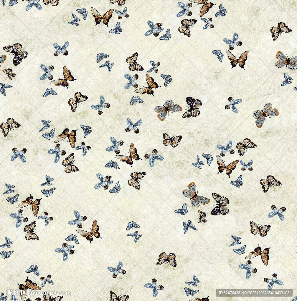 蝴蝶花卉图案布料纹理汉服