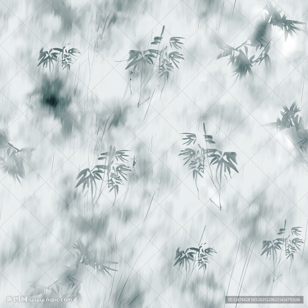 水墨风竹叶背景图案汉服