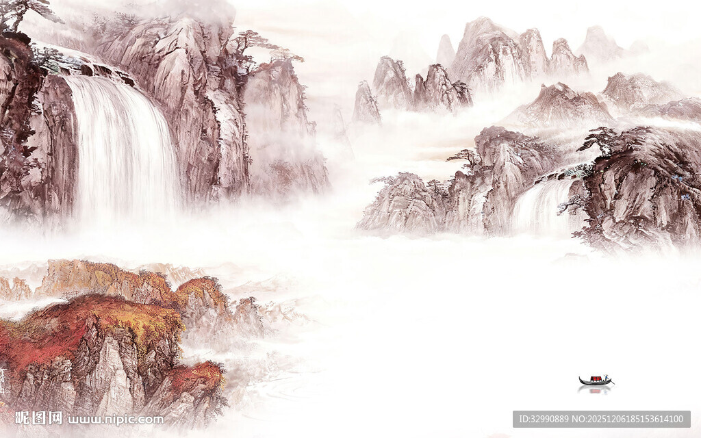 人气 简约现代山水 TIF分层