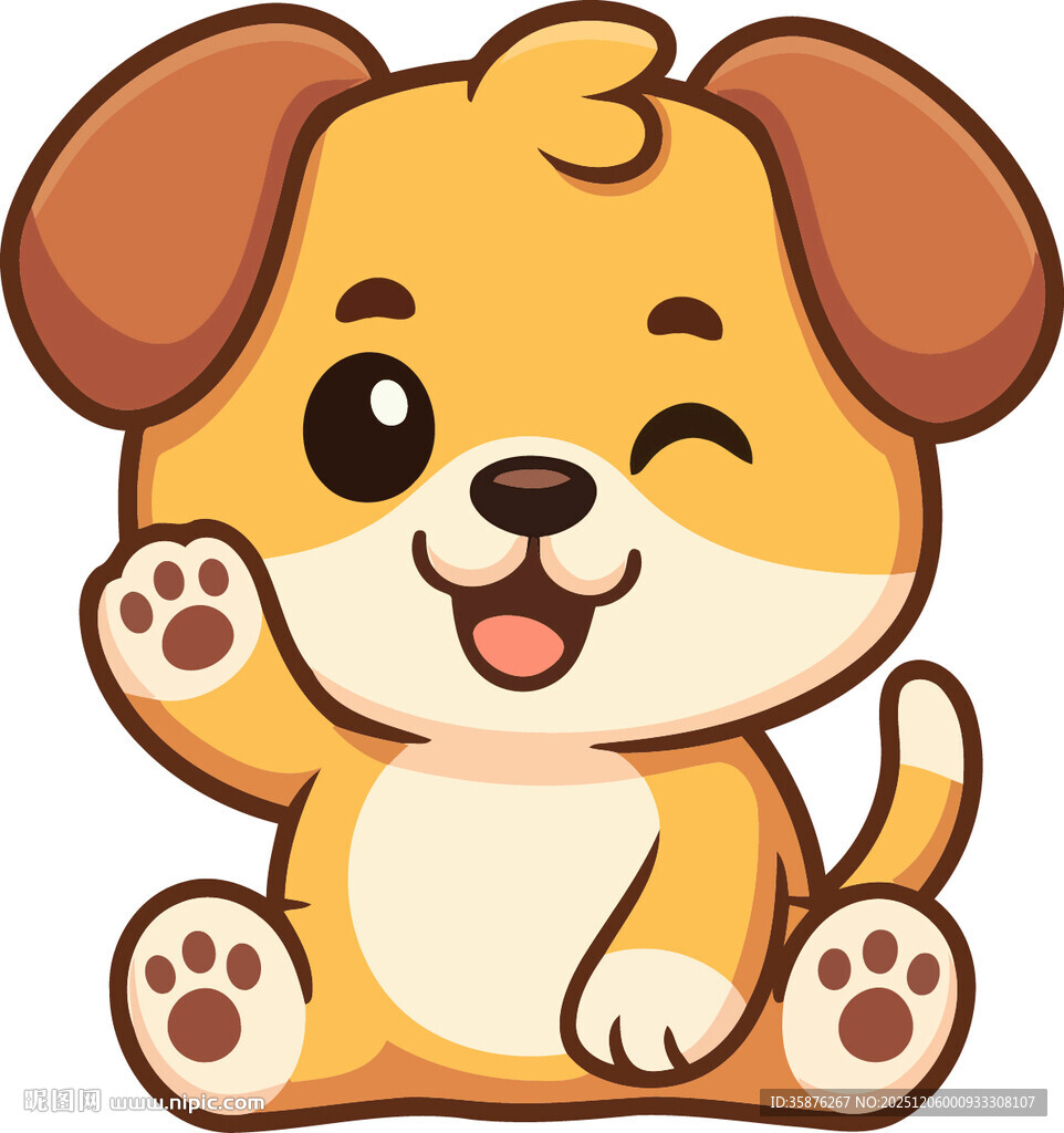 可爱小狗挥手打招呼