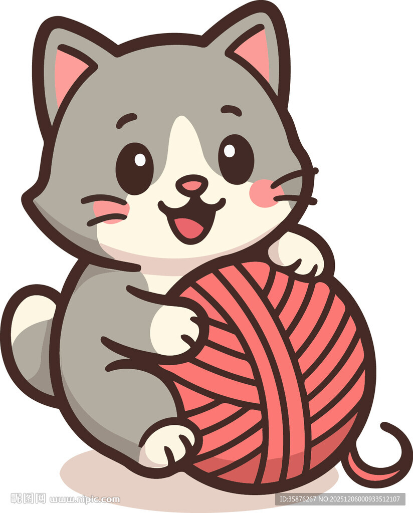 可爱小猫玩毛线球