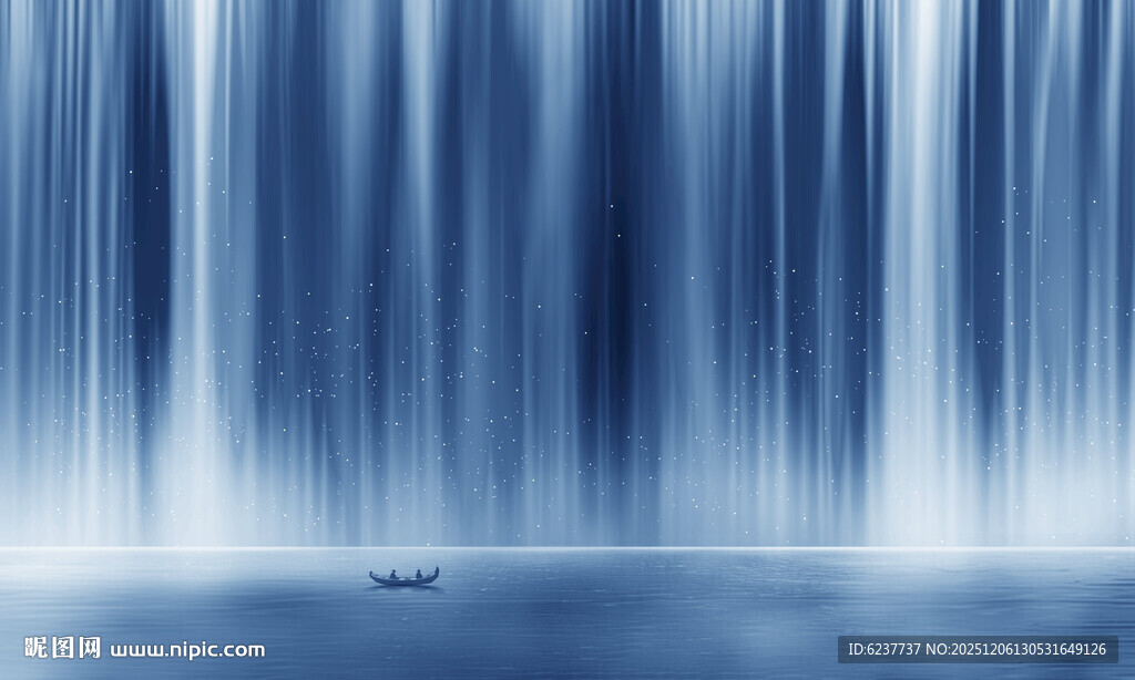 流水生财瀑布山水图