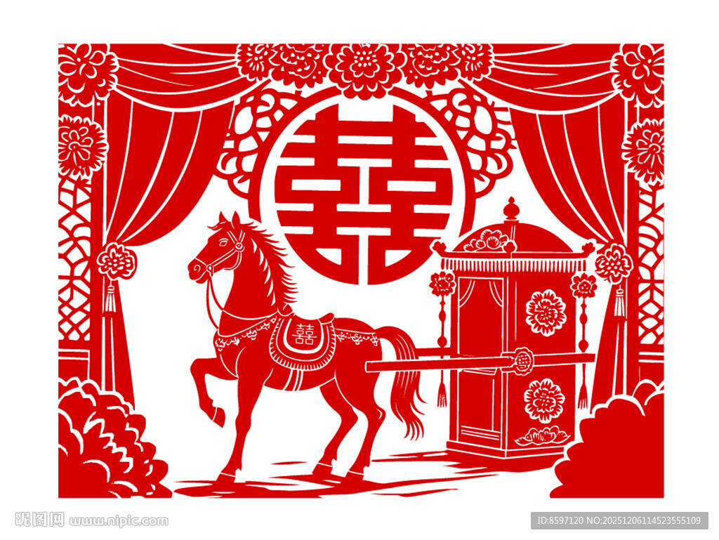 马上有喜剪纸装饰画