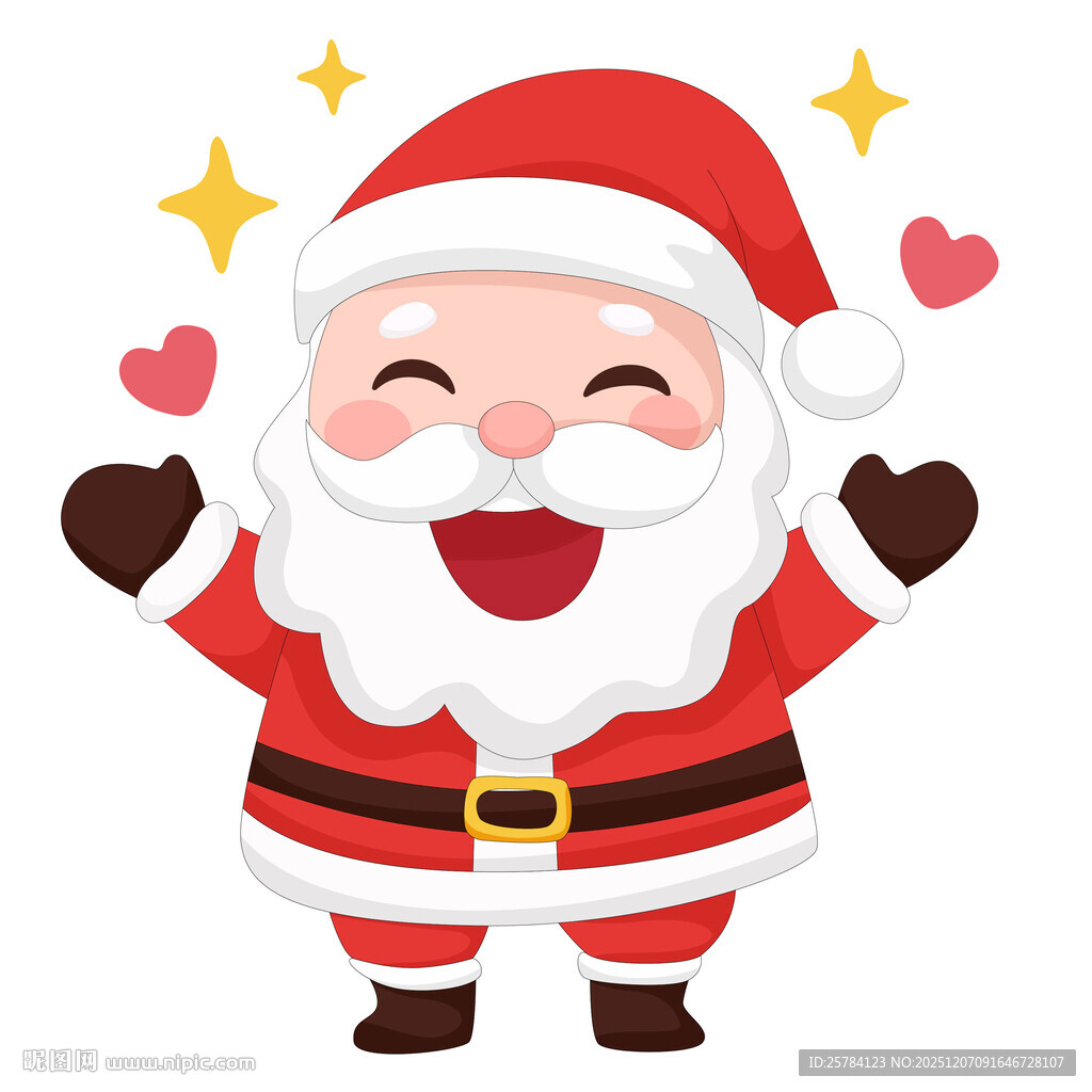 圣诞老人开心大笑冬季圣诞节插画
