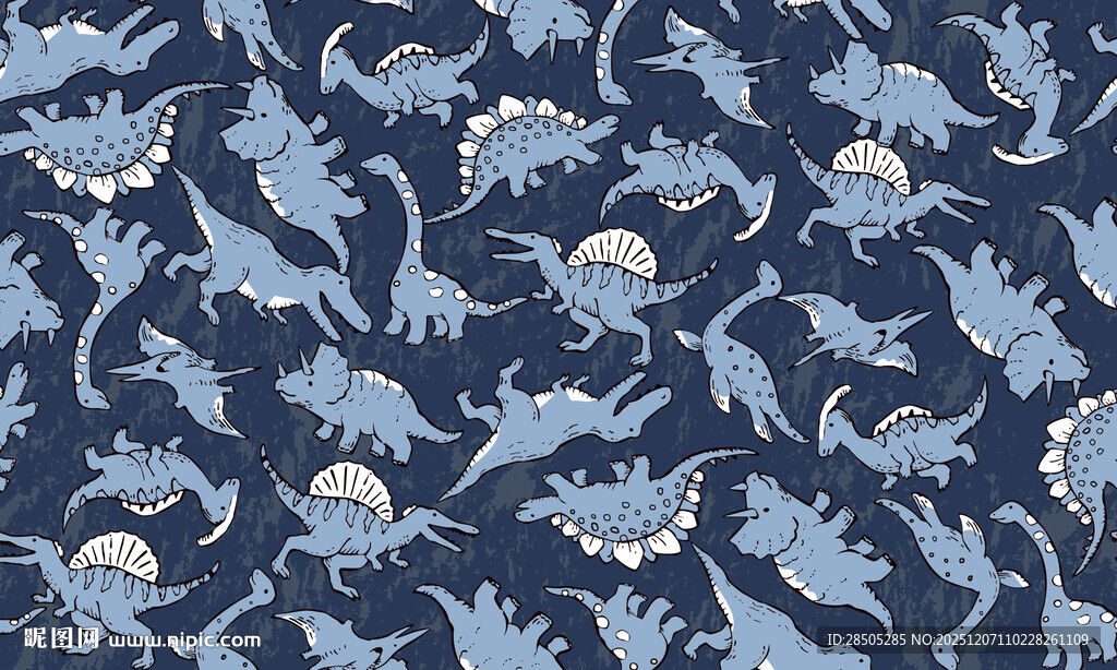 蓝色恐龙图案无缝背景