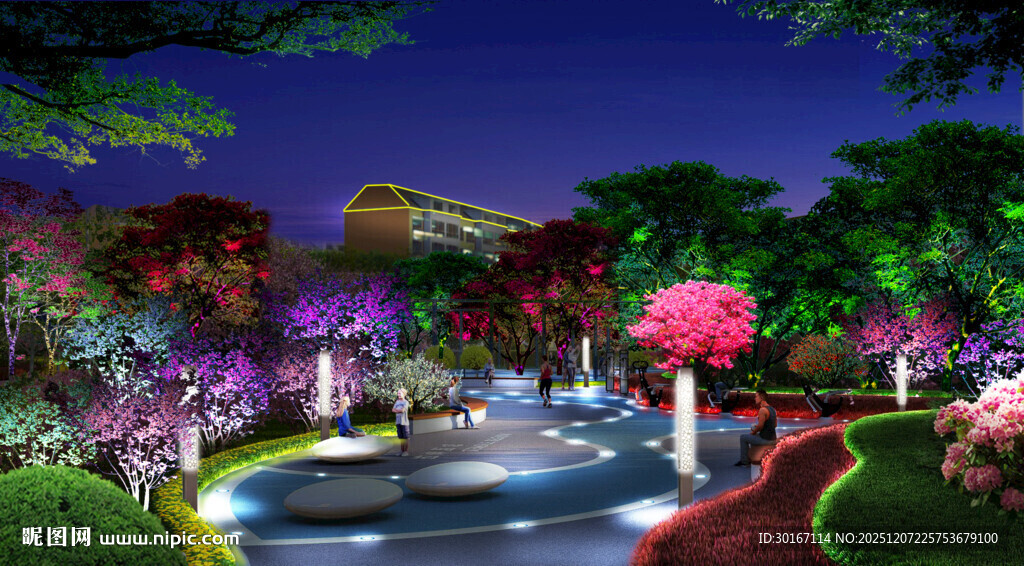 梦幻夜景花园景观