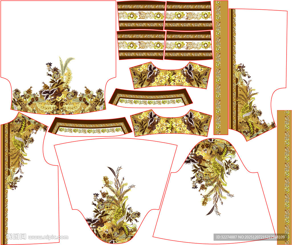 复古植物图案设计素材