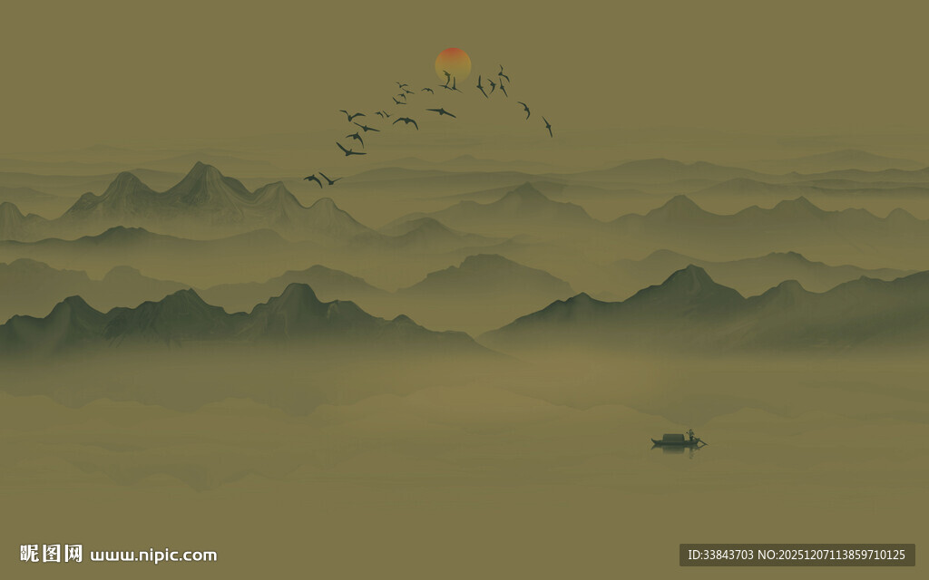 新中式水墨山水画