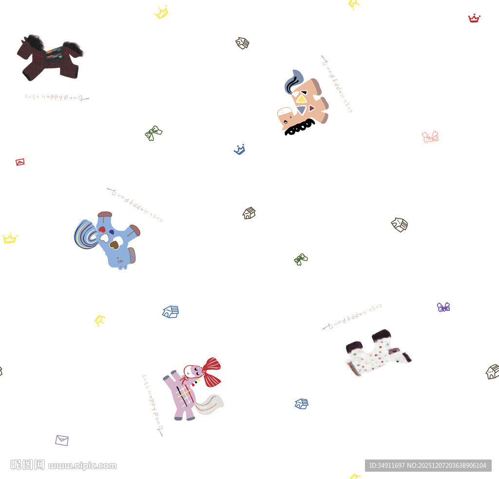 可爱卡通贴纸图案背景