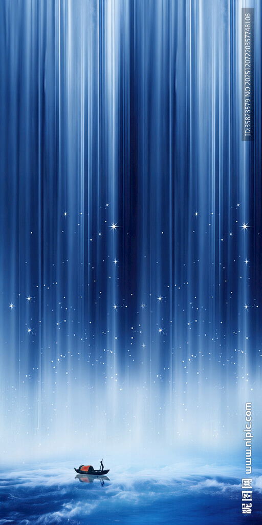 高山流水瀑布山水图