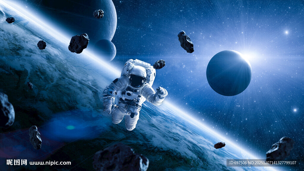 银河宇宙星球宇航员太空陨石背景