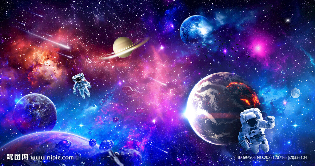 梦幻星球太空星空宇航员宇宙背景