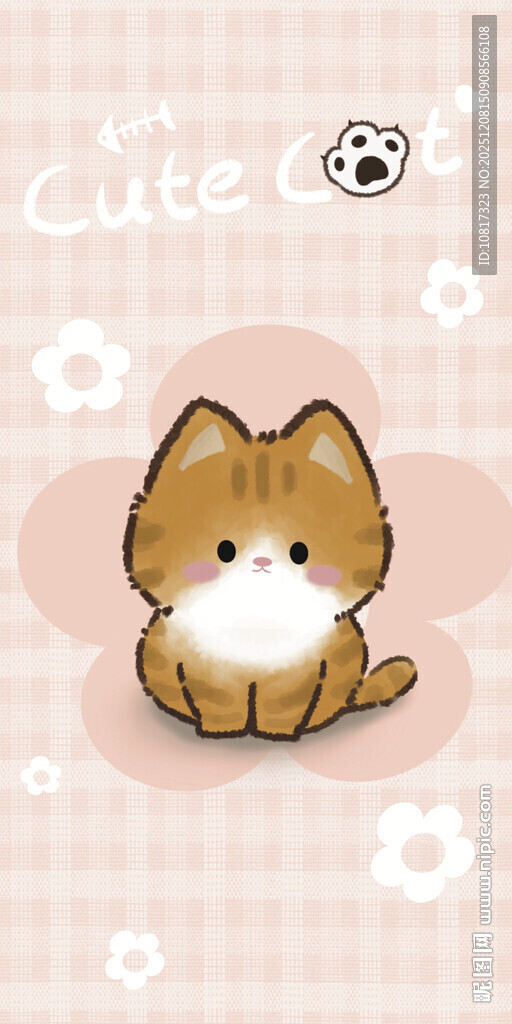 可爱卡通大橘猫咪插画