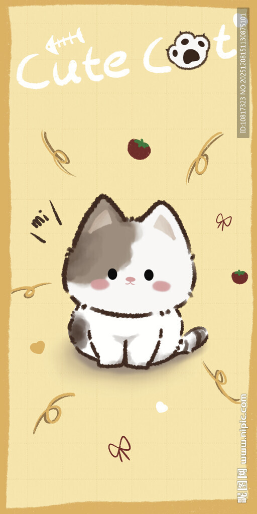 可爱奶牛猫咪插画