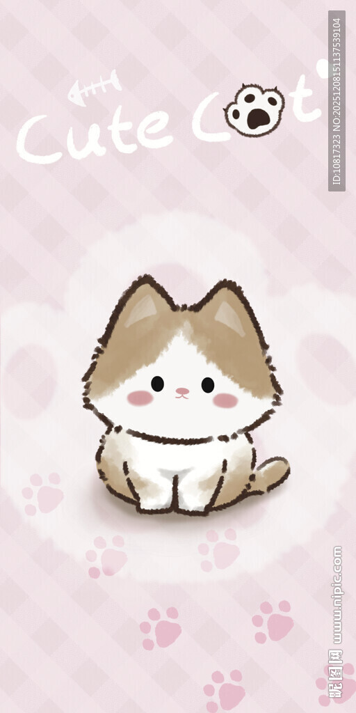 可爱坐姿布偶小猫插画