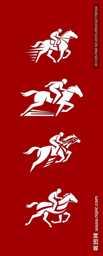 红色背景上的动态马术图案