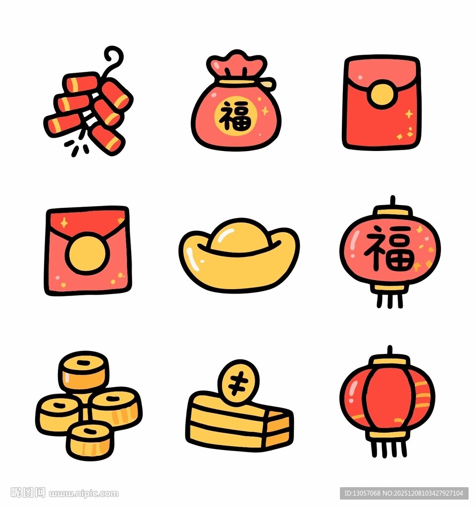 春节喜庆元素图标集合