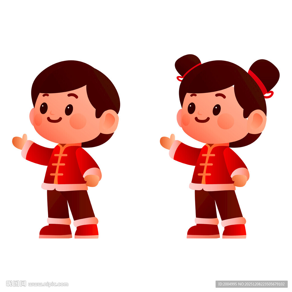 红色卡通儿童插画