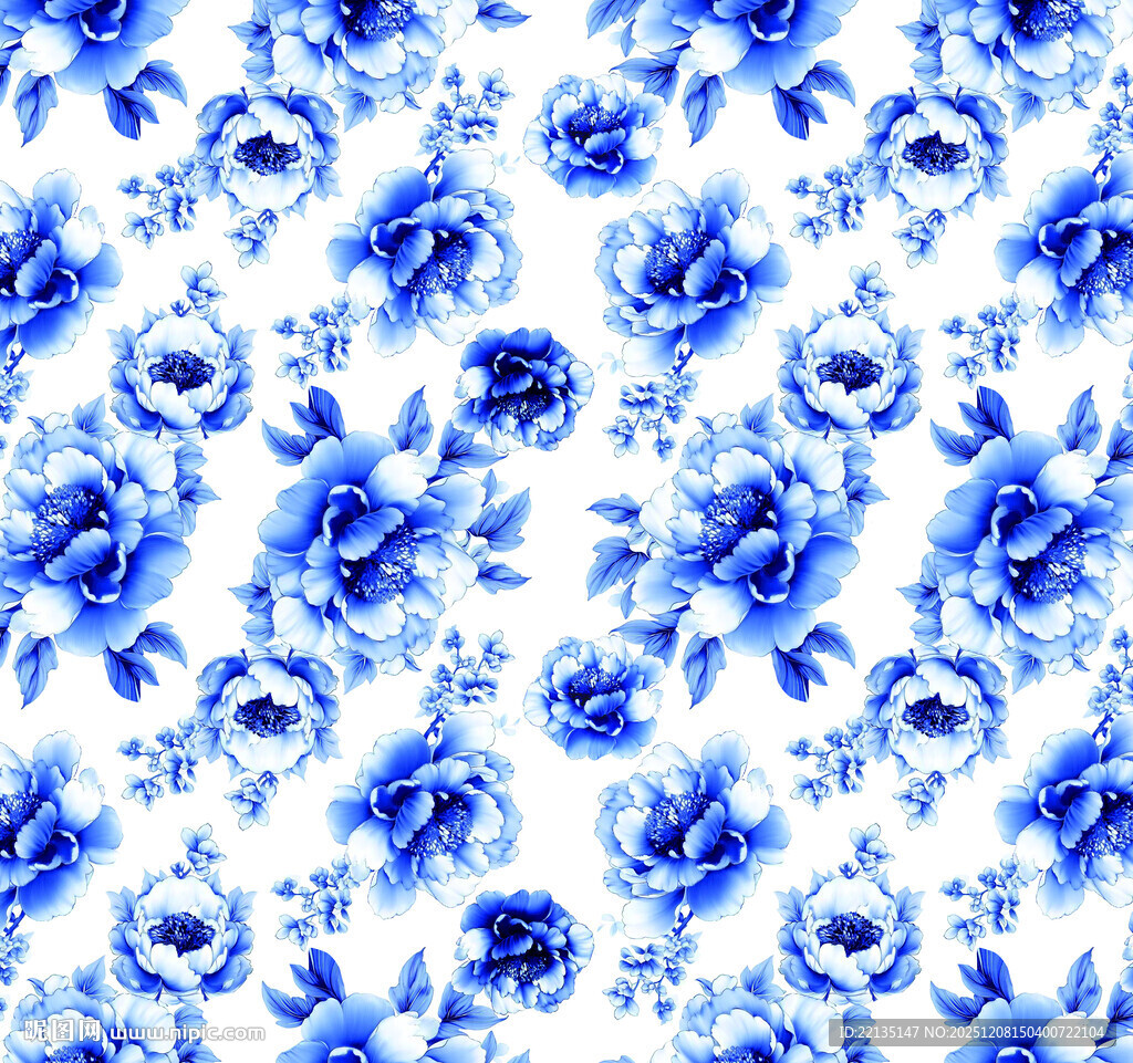 蓝白花卉图案背景