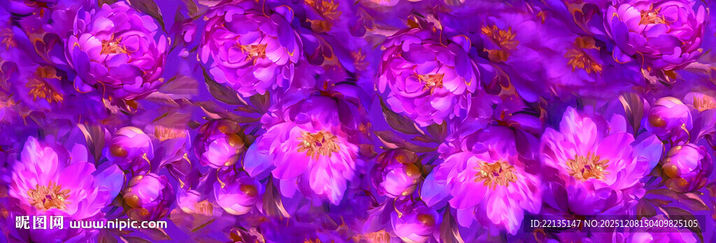 梦幻紫色花卉绽放