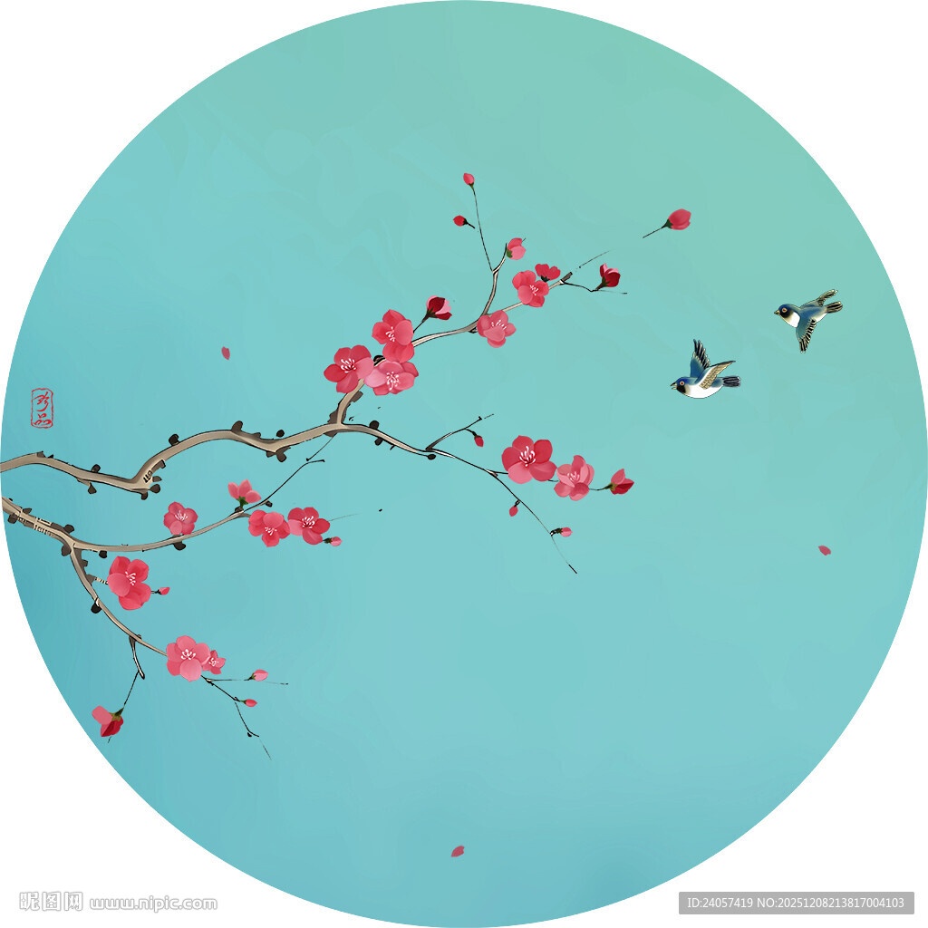 新中式花鸟梅花