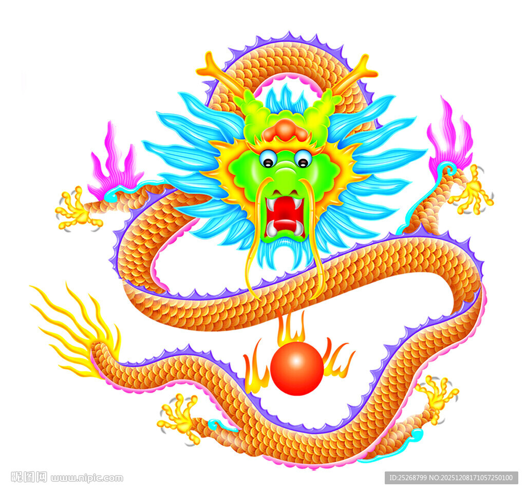 彩色祥龙戏珠图案