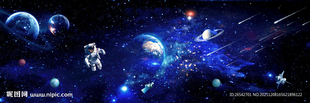 宇航员在宇宙中探索星球