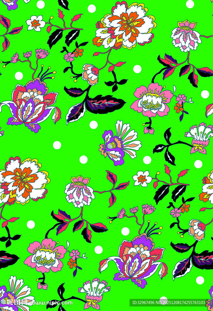 绿色底花