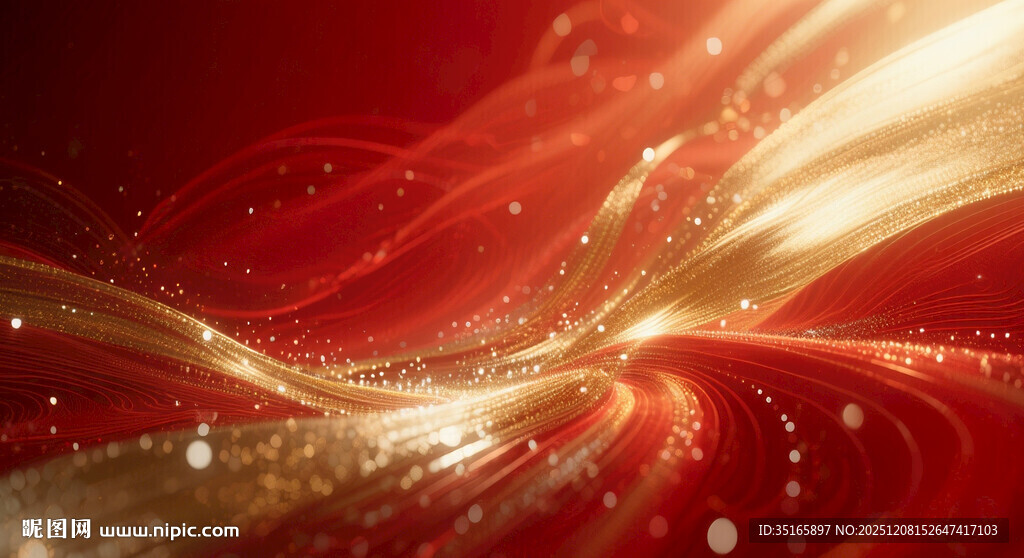 红金色炫光流动科技感背景