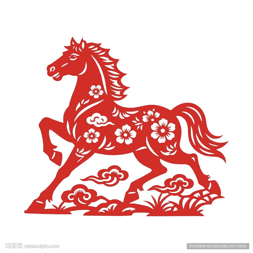 奔腾骏马剪纸艺术形象