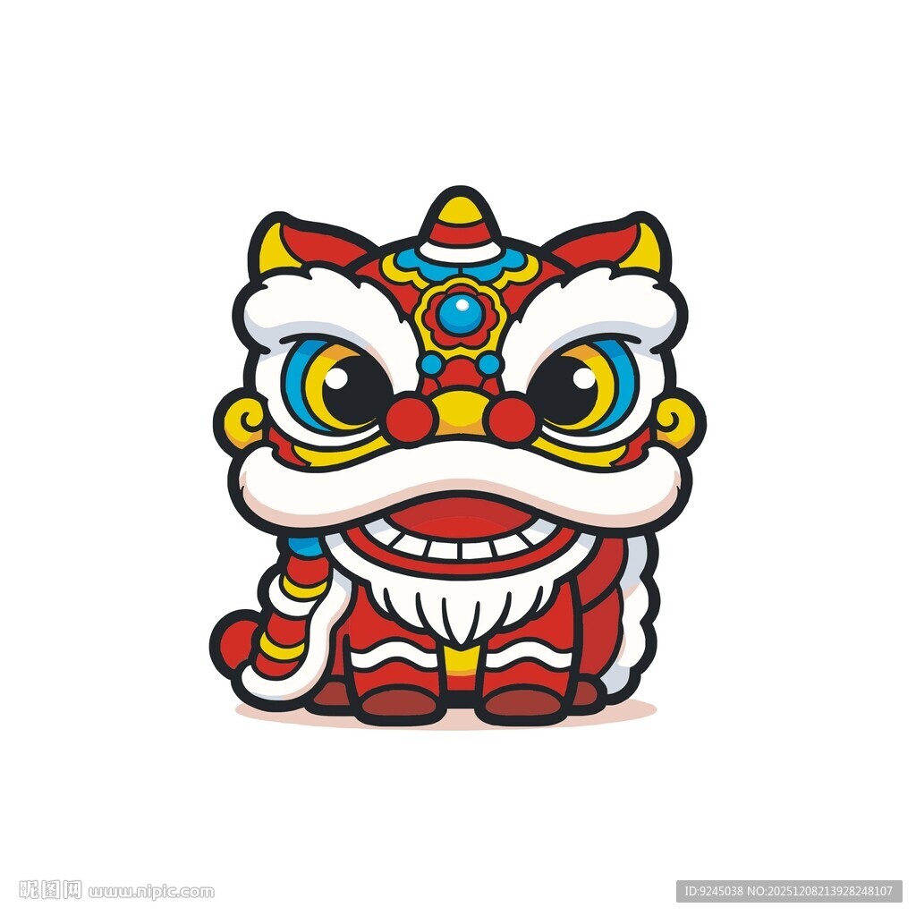 可爱卡通舞狮醒狮形象