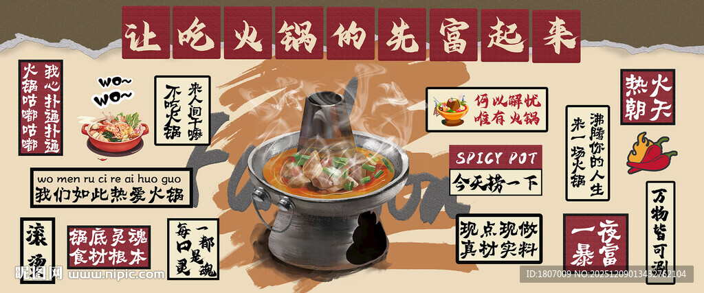 火锅文化背景墙