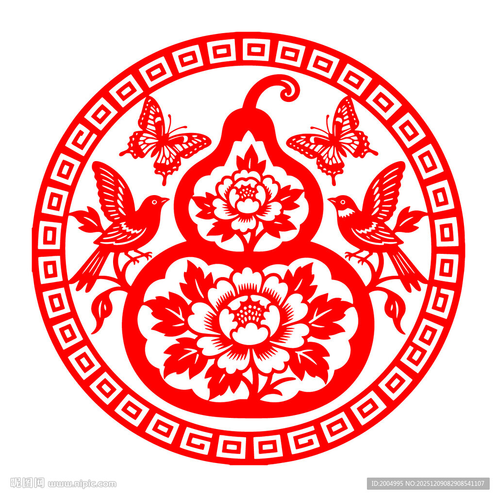 圆形葫芦形状剪纸