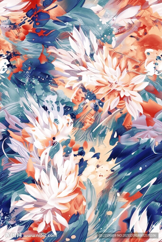 水彩花卉图案色彩绚丽