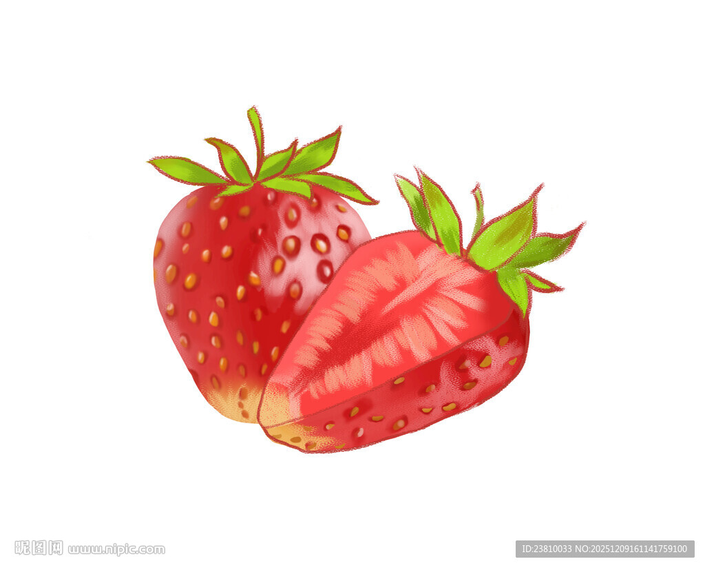 插画手绘草莓 卡通