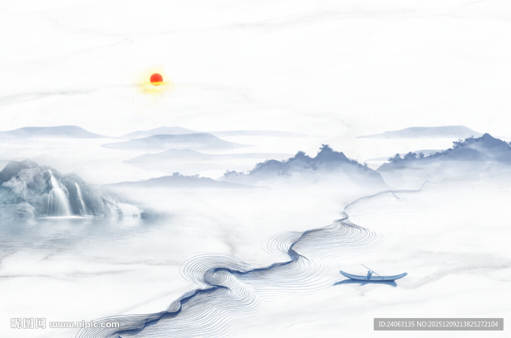 水墨山水背景墙