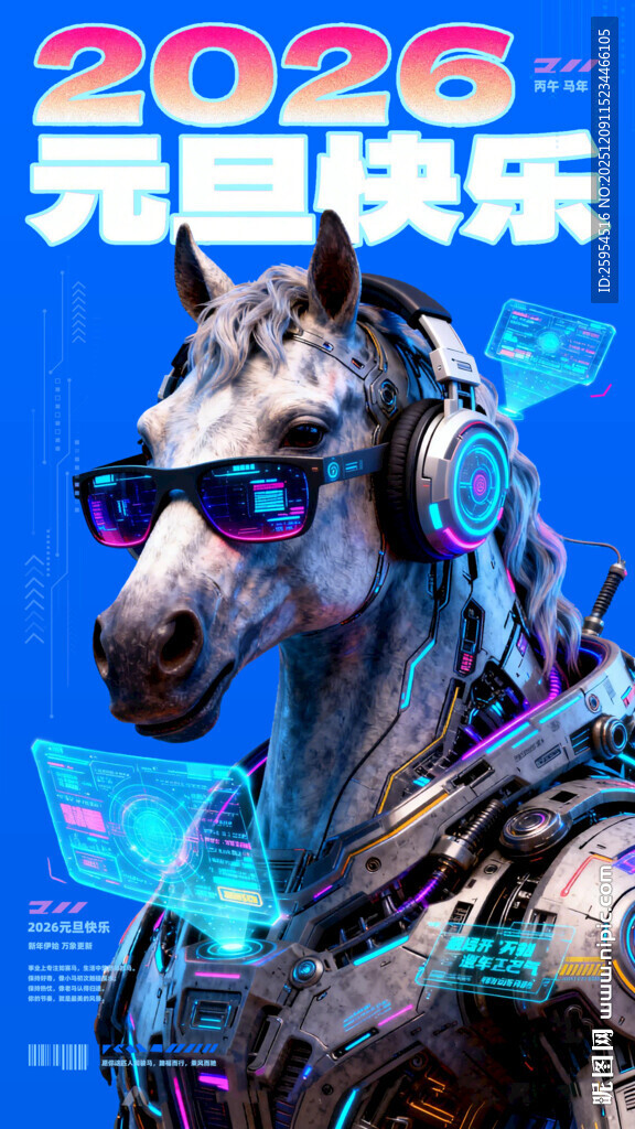 2026元宇宙快乐科技马年海报