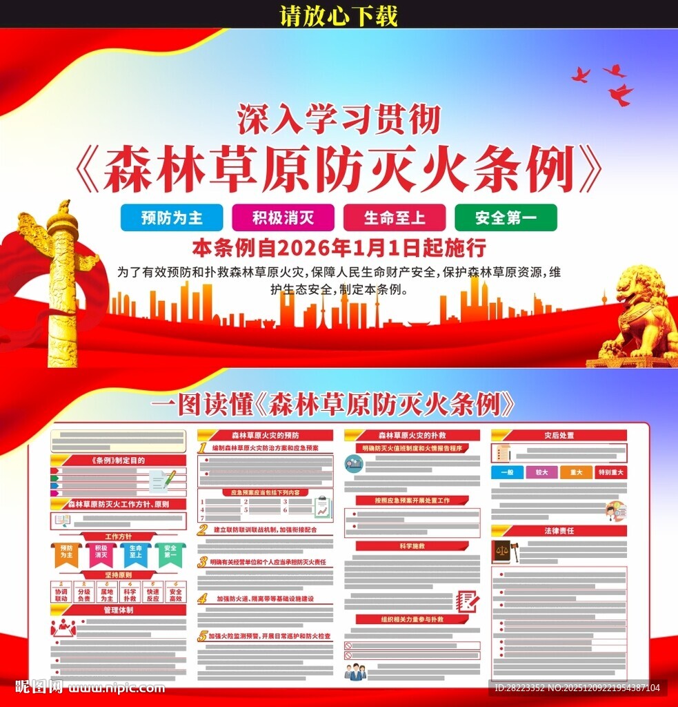 森林草原防灭火条例展板