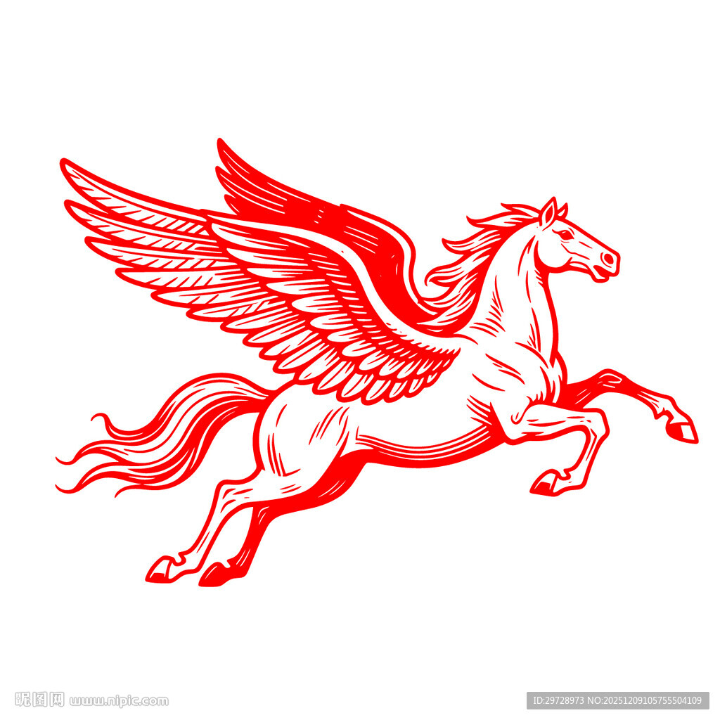 飞马奔跑骏马矢量图