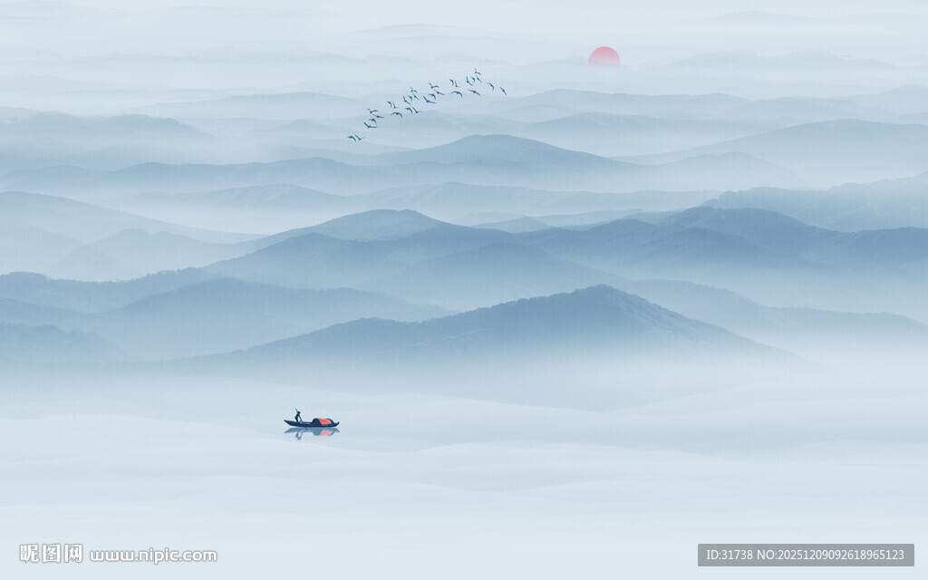 新中式电视山水画背景墙