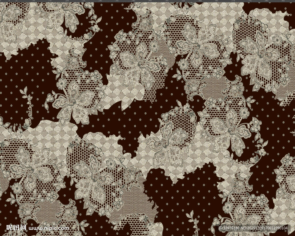 复古花卉图案布料纹理