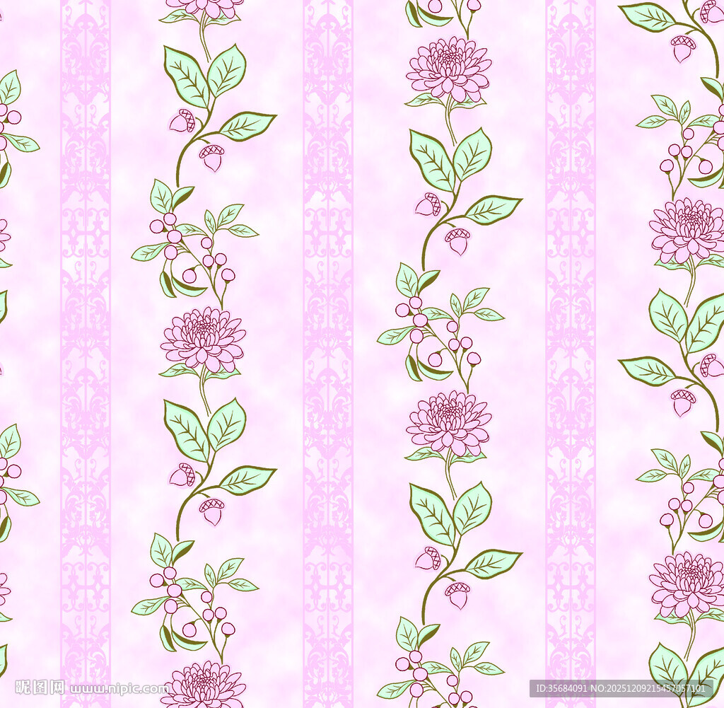 粉色花卉条纹图案背景