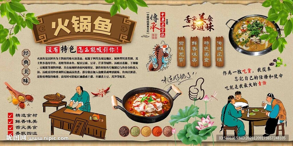 火锅鱼背景墙