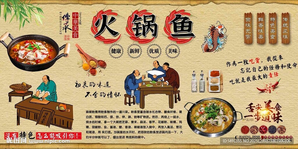 火锅鱼背景墙