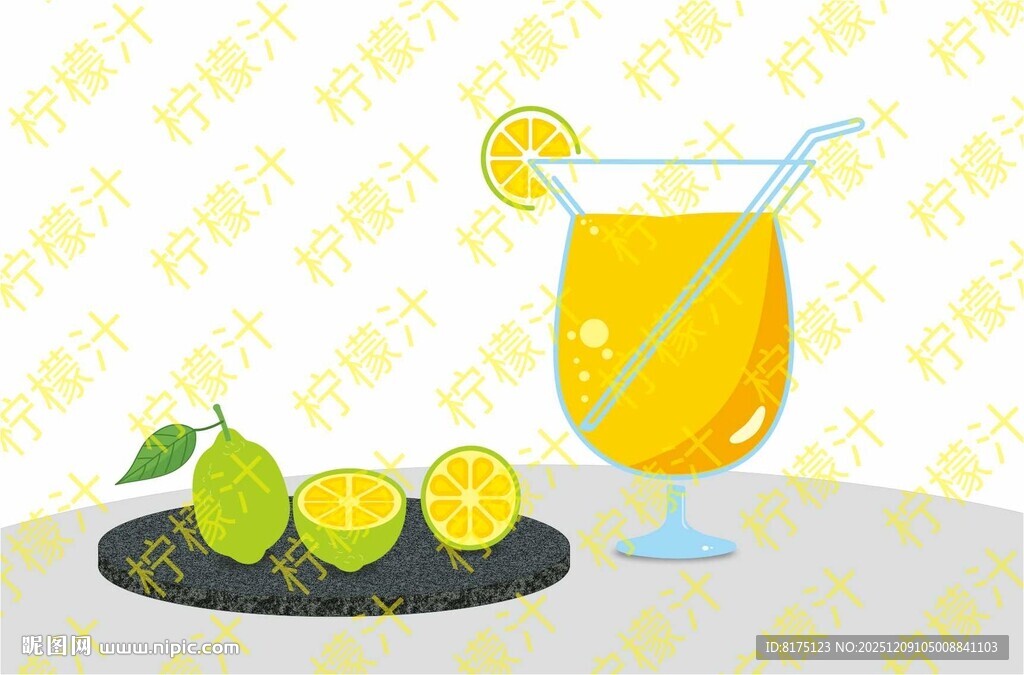 柠檬梨汁饮品与鲜果组合