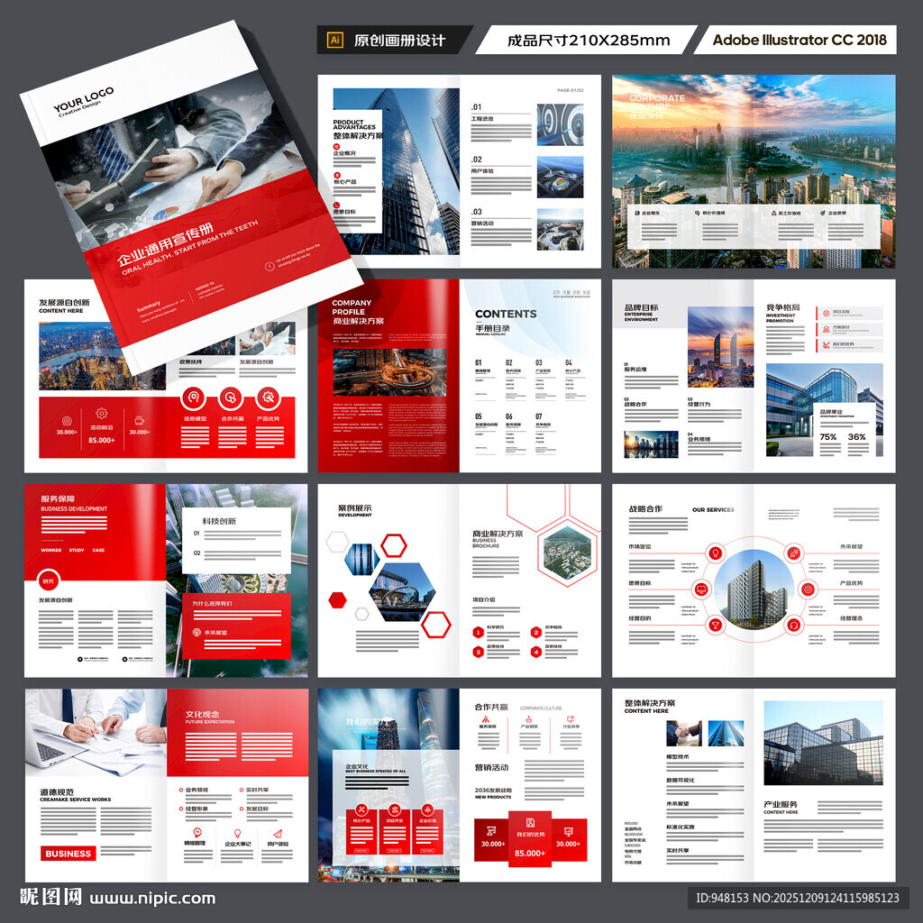 红色企业宣传册