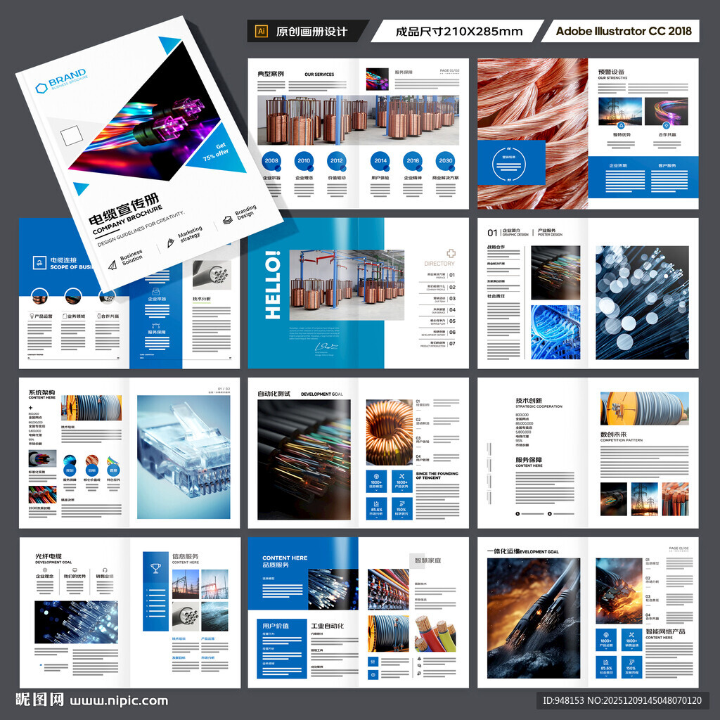 蓝色电缆画册