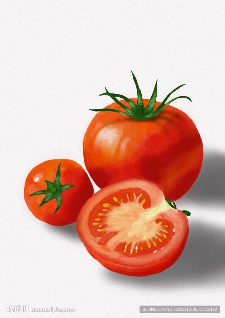 手绘水彩西红柿